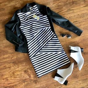 Michael Kors Sleeveless Asymmetrical Striped Dress